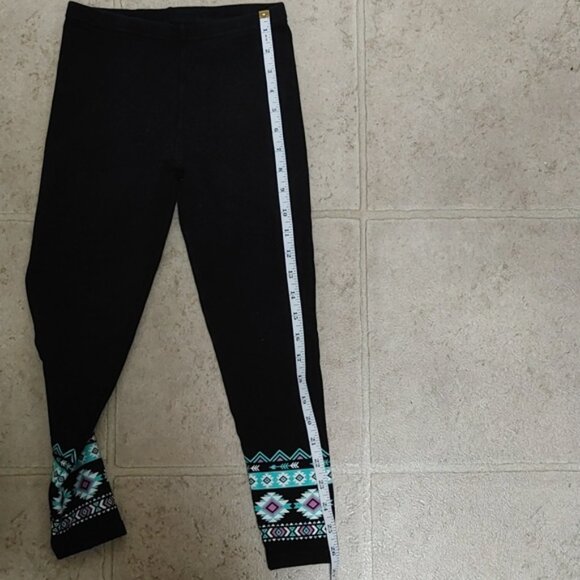 3/$25 Children black leggins pants with turquoise pattern - Picture 6 of 7